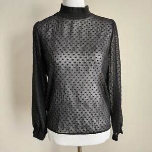 Zara Sheer Blouse Womens XS Polka Dot Goth Whimsigoth Shirt‎ Fairy Top Ethereal